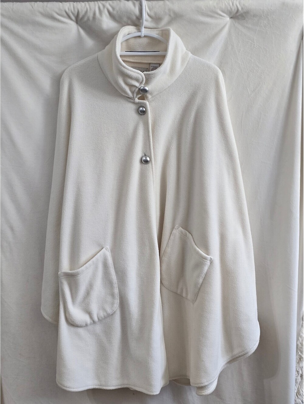 Le Moda Cream Polyester Cape with Silver Button Closures